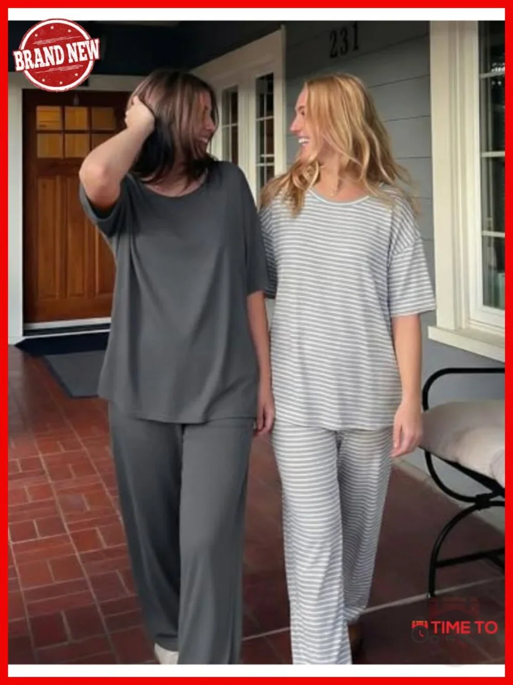 2 Pack Womens Pajama Sets Short Sleeve Tops and Long Pants Casual Lounge Set